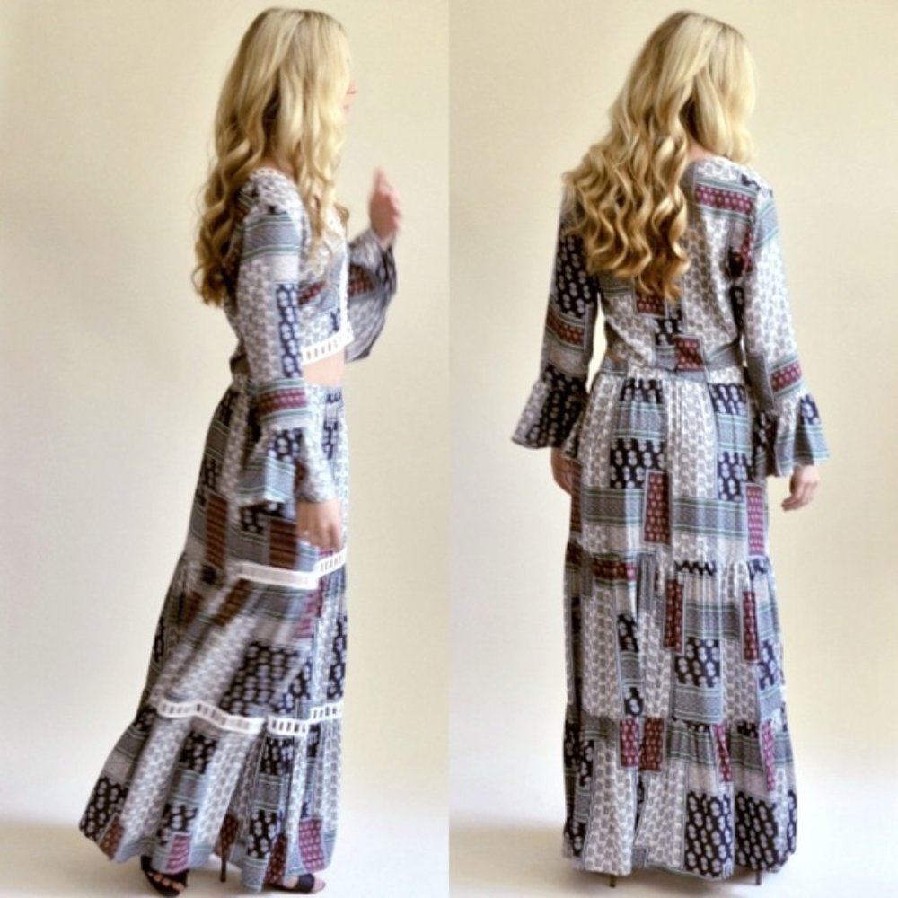 1 LEFT!! ๐Gorgeous 2Piece Boho Cut-Out Crop Top & Maxi Set - Picture 3 of 3